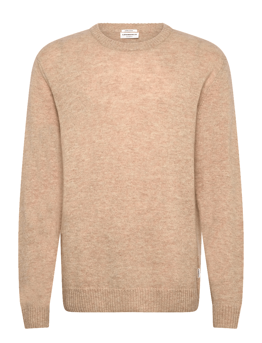 Lindbergh - Lambswool o-neck knit - Ümmarguse kaelusega kudumid - lt sand mel - 0
