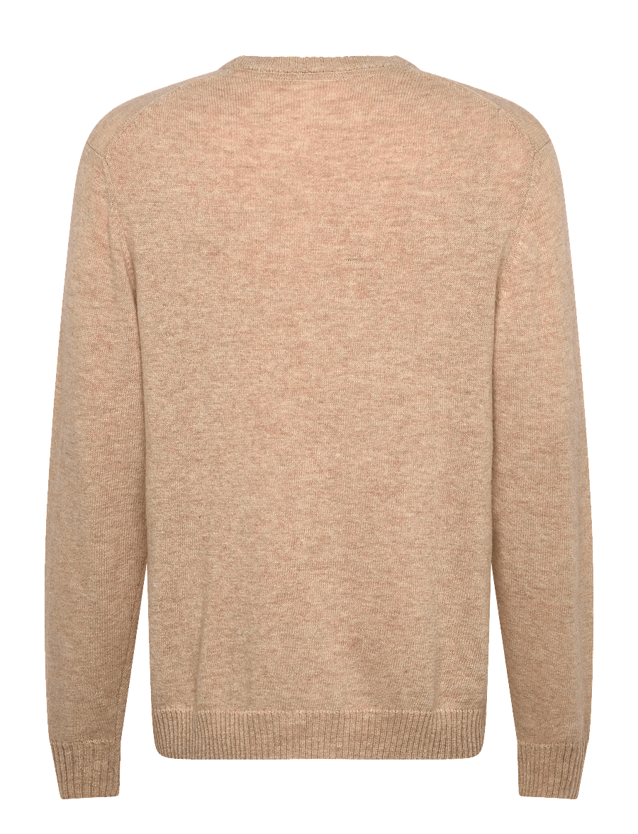 Lindbergh - Lambswool o-neck knit - Ümmarguse kaelusega kudumid - lt sand mel - 1