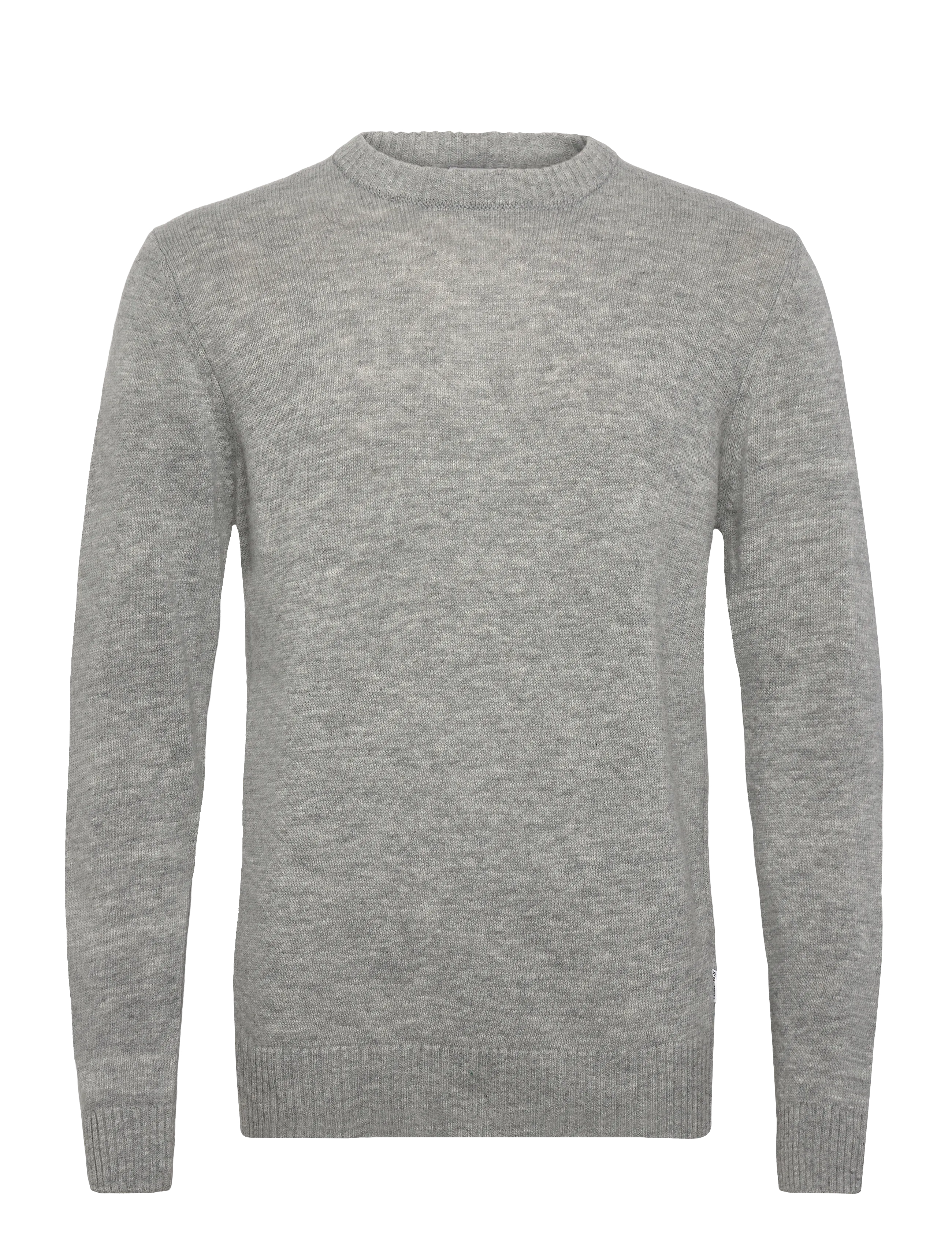 Lambswool o-neck knit - MID GREY MEL