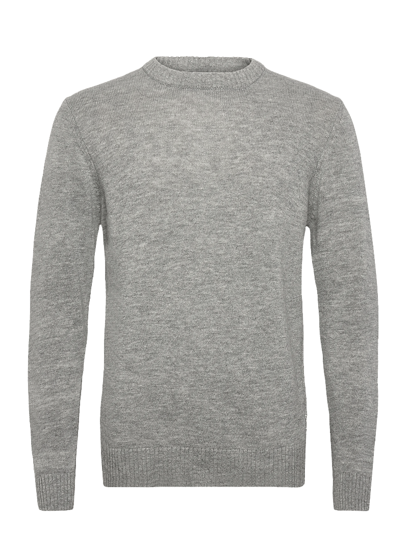 Lindbergh - Lambswool o-neck knit - rundhalsad - mid grey mel - 1