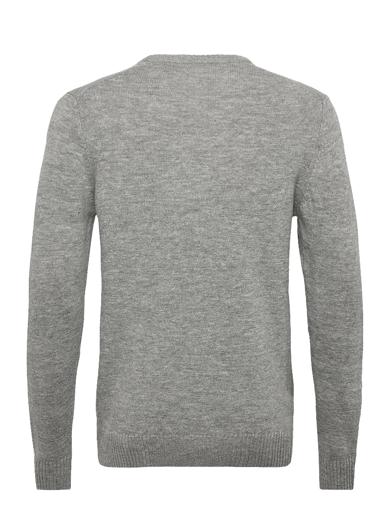 Lindbergh - Lambswool o-neck knit - rundhalsad - mid grey mel - 2