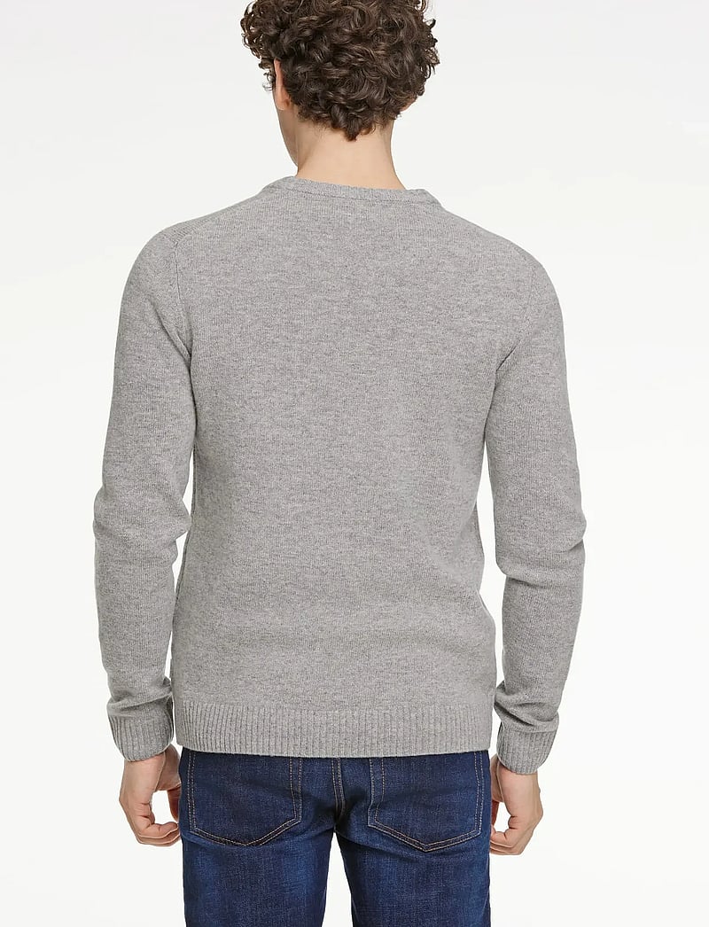 Lindbergh - Lambswool o-neck knit - rundhalsad - mid grey mel - 4