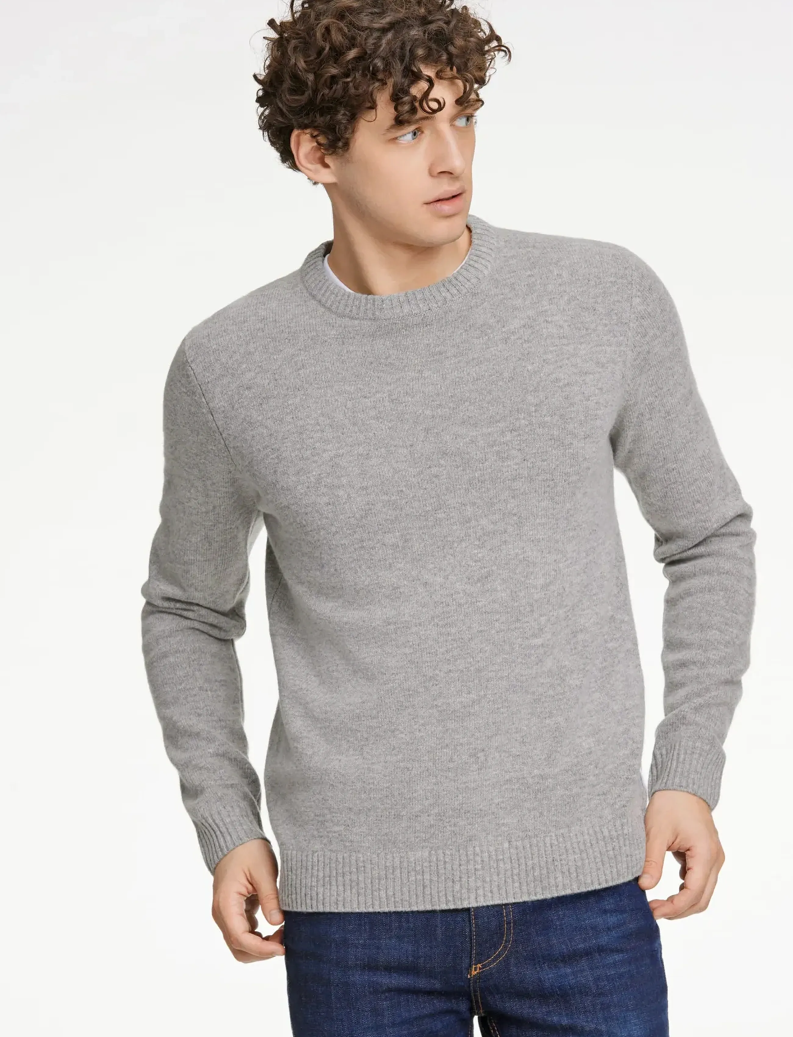 Lindbergh - Lambswool o-neck knit - rundhals - mid grey mel - 5