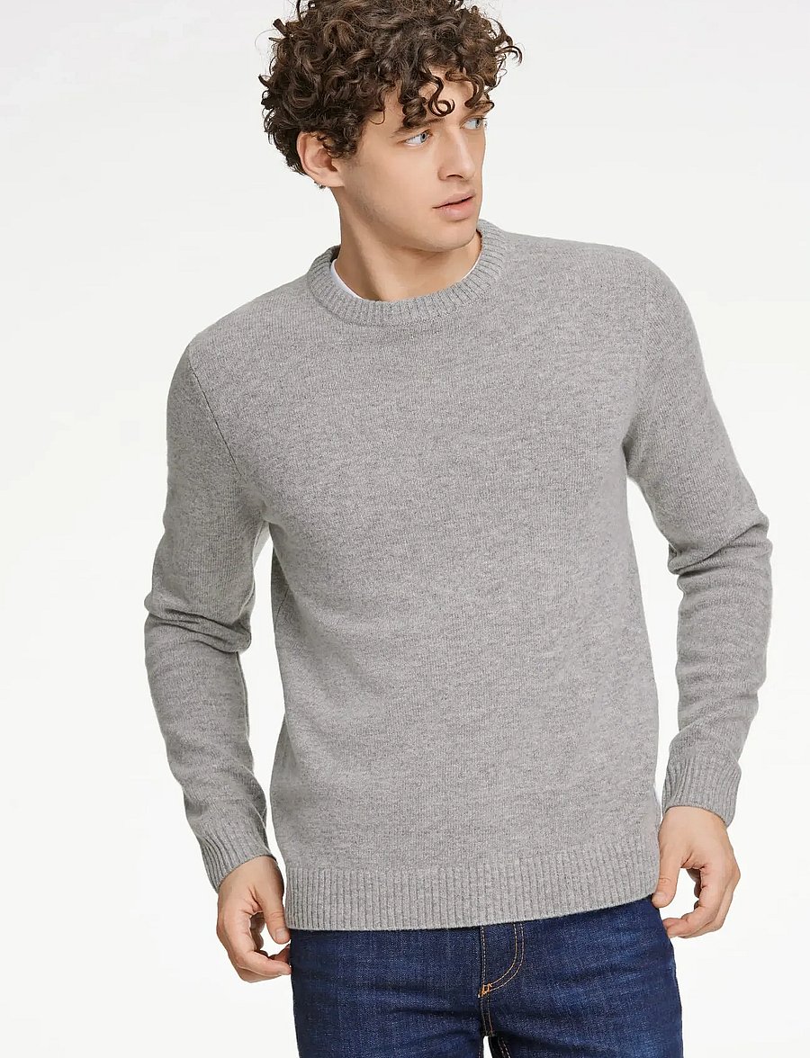 Lindbergh - Lambswool o-neck knit - rundhals - mid grey mel - 5