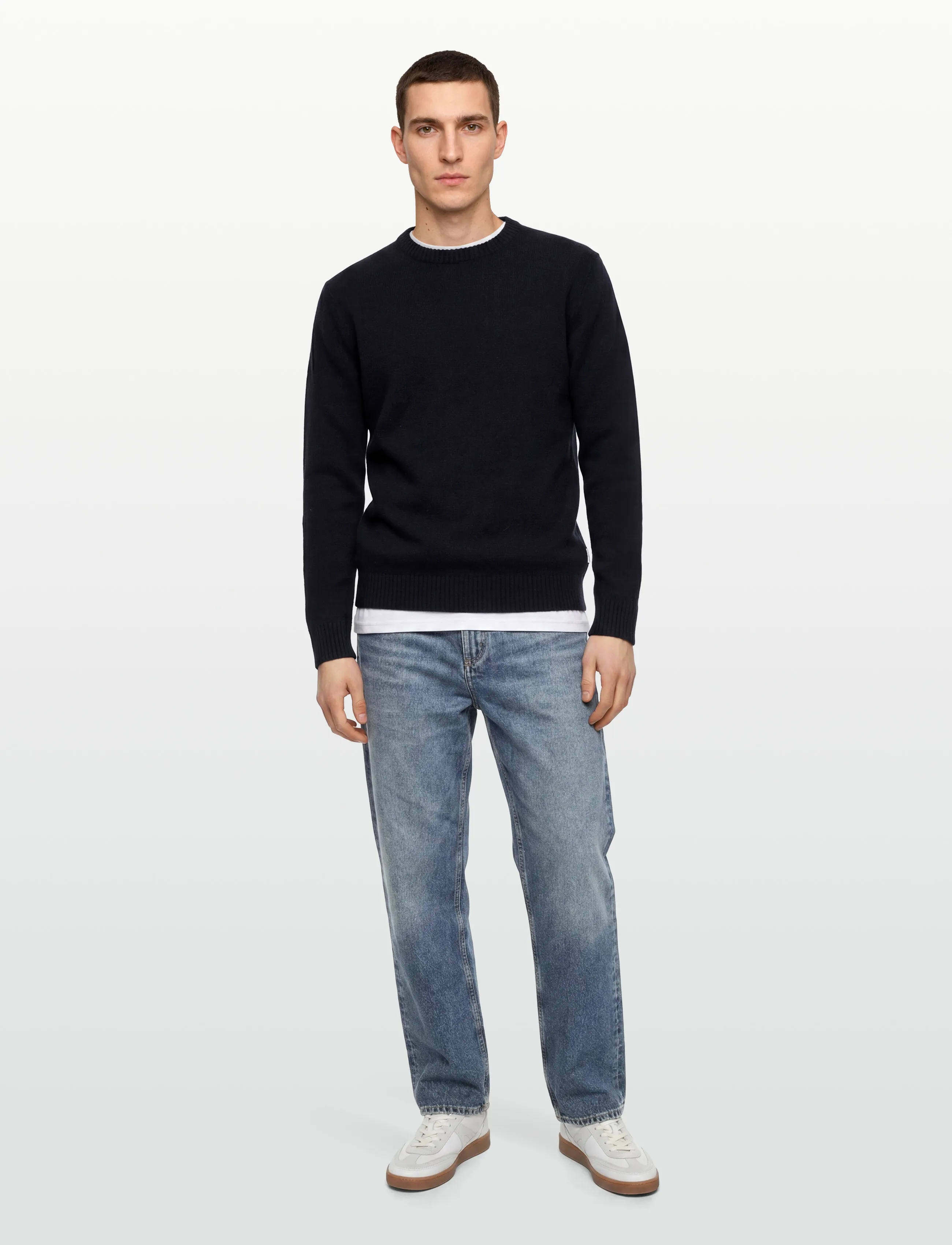 Lindbergh - Lambswool o-neck knit - basic-strickmode - navy - 0