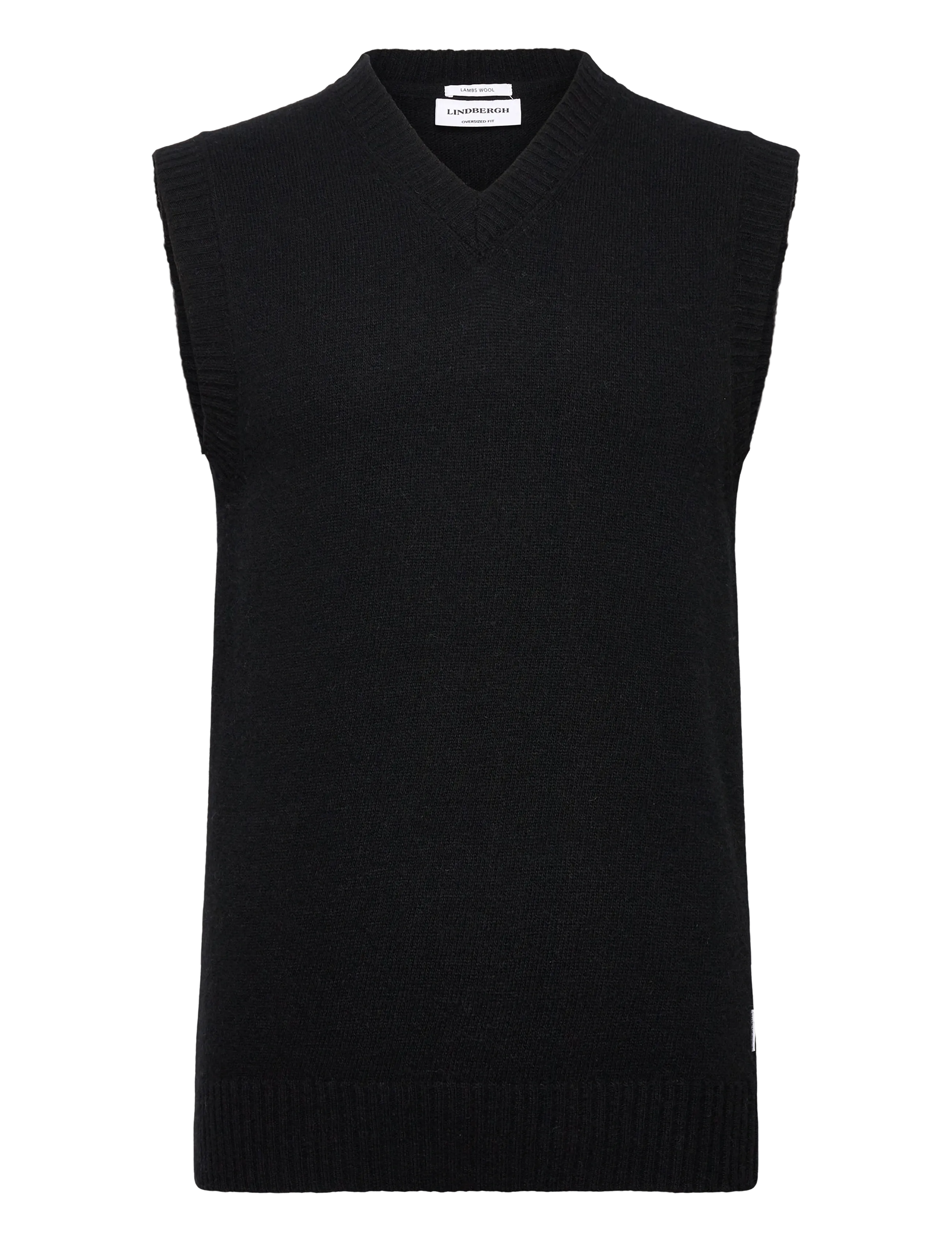 LINDBERGH Lammwolle V-Ausschnitt Slipover Schwarz - XL - Herren