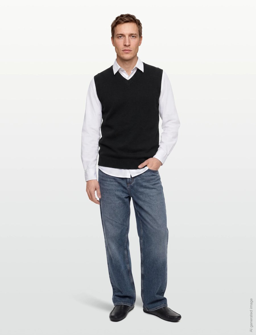 Lindbergh - Lambswool v-neck slipover - kootud vestid - black - 0