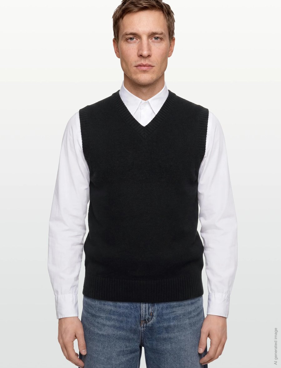 Lindbergh - Lambswool v-neck slipover - kootud vestid - black - 3