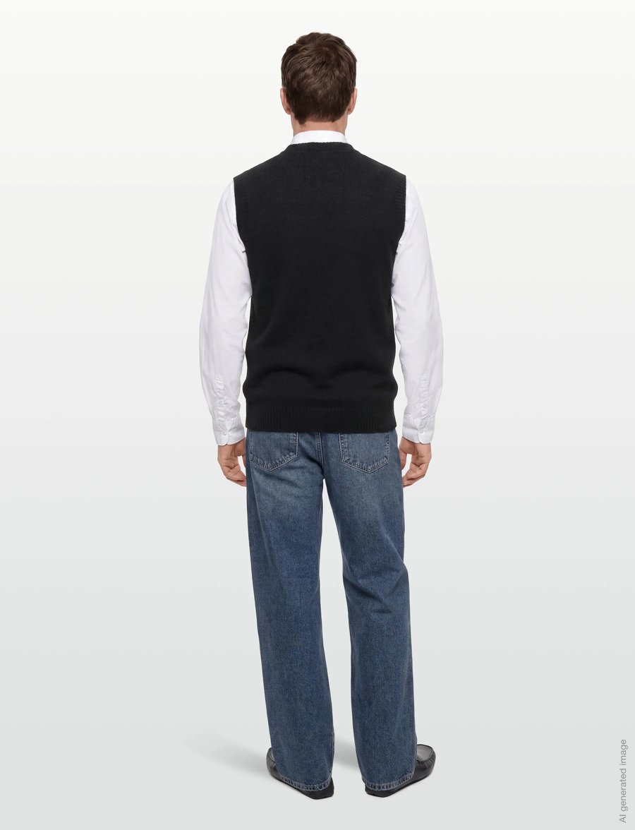 Lindbergh - Lambswool v-neck slipover - kootud vestid - black - 4