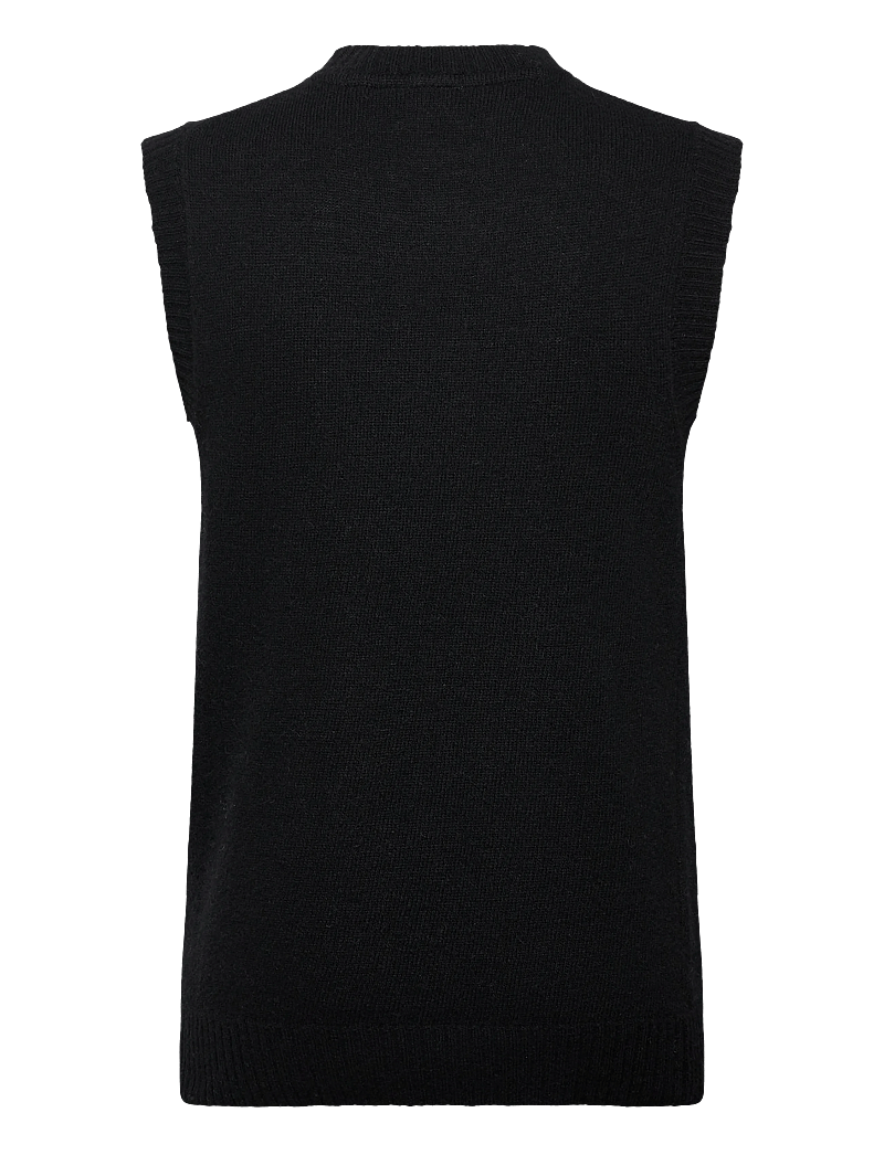 Lindbergh - Lambswool v-neck slipover - stickade västar - black - 1