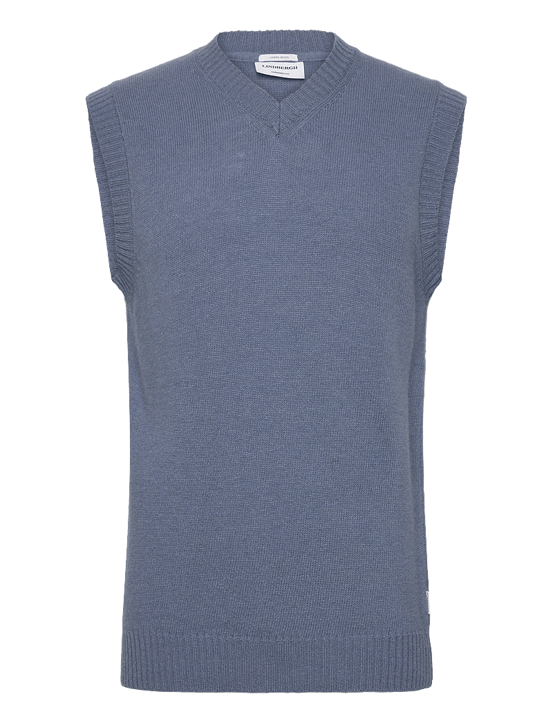Lindbergh - Lambswool v-neck slipover - gestrickte westen - blue ice mel - 0