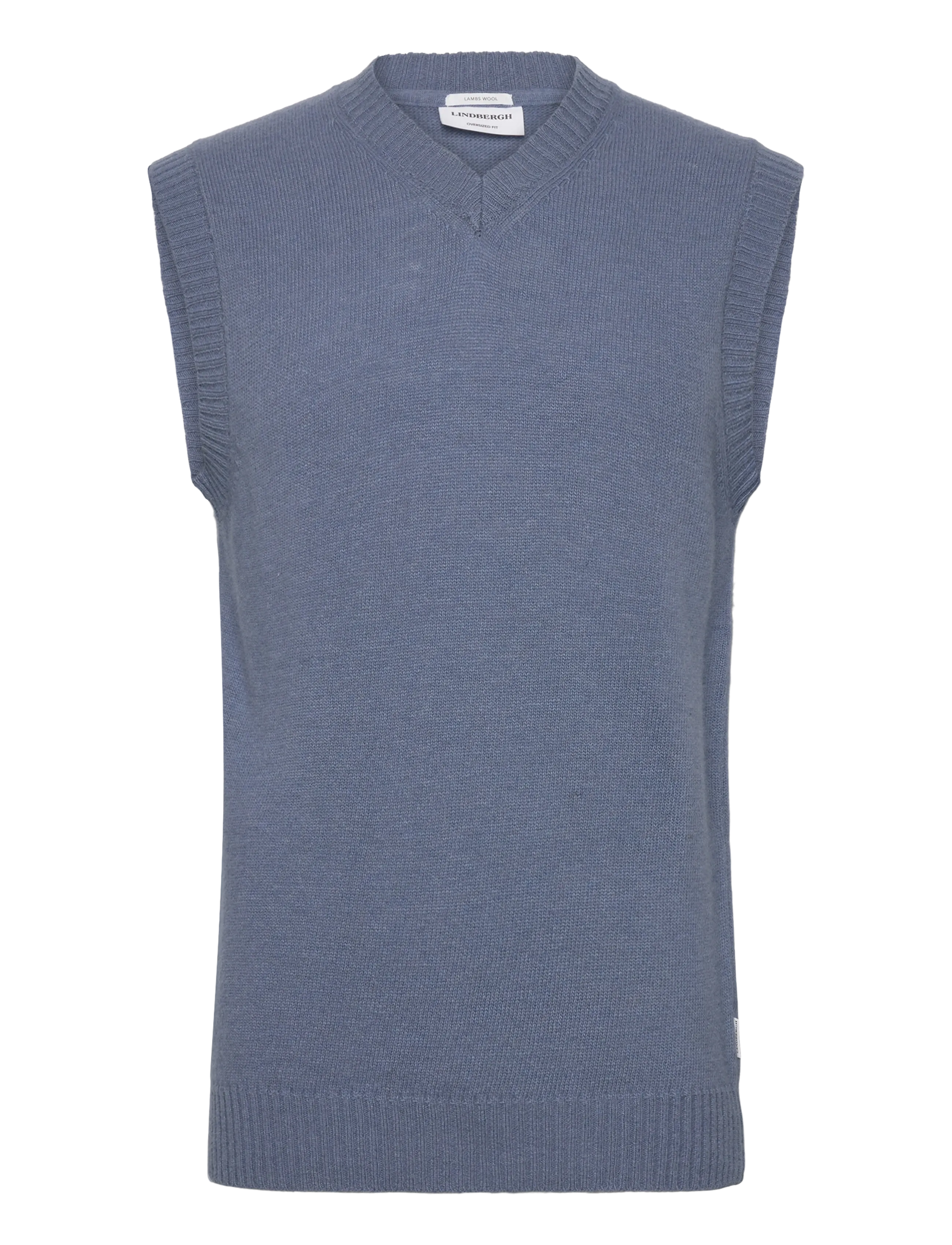 Lindbergh - Lambswool v-neck slipover - knitted vests - blue ice mel - 0