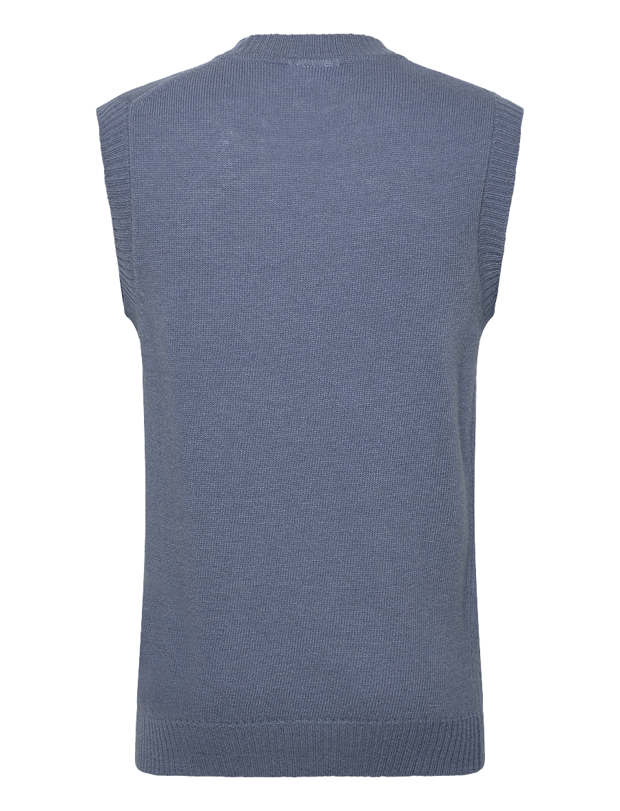 Lindbergh - Lambswool v-neck slipover - knitted vests - blue ice mel - 1