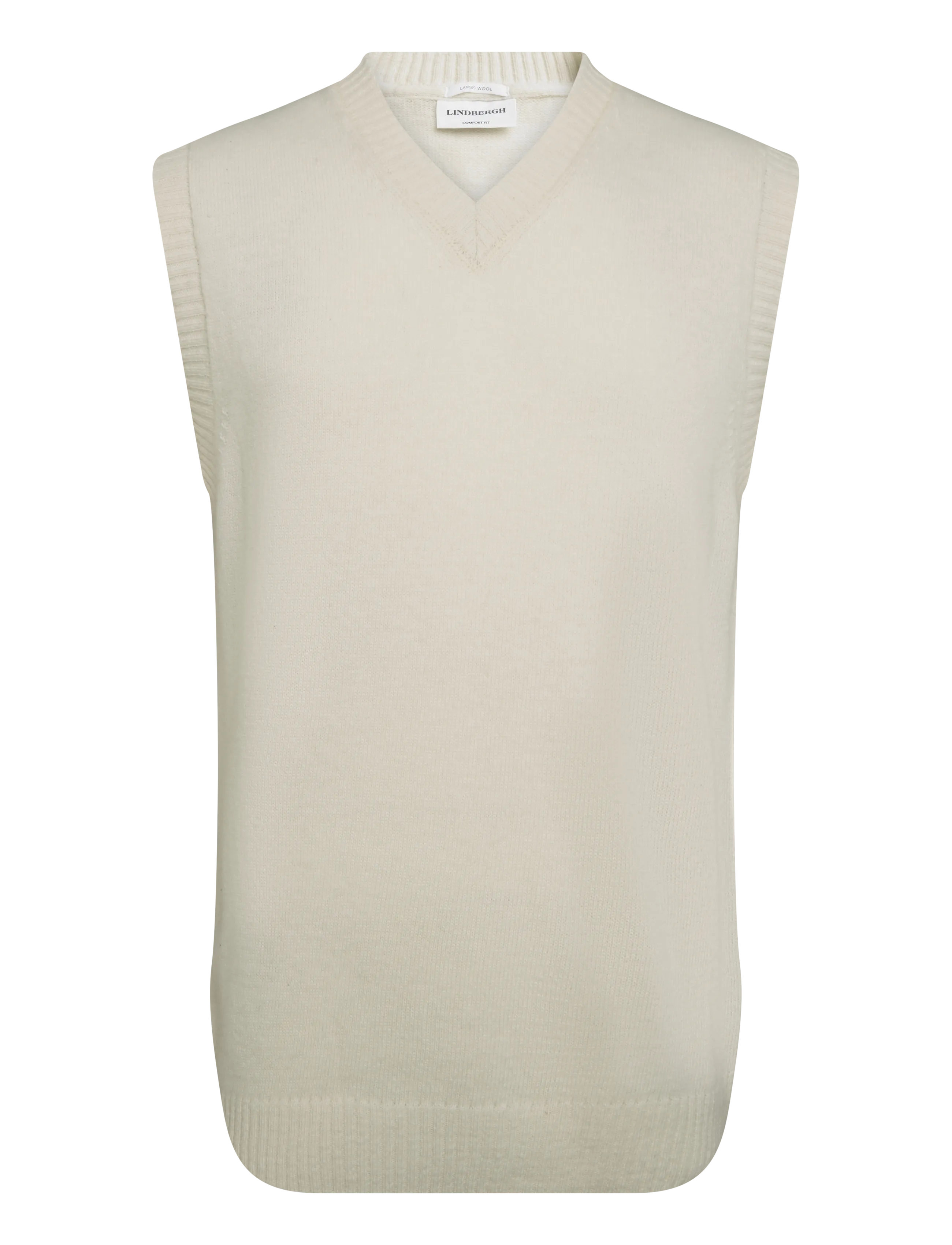 Lindbergh Lambswool v-neck slipover - Kudumid - CHALK WHITE / cream