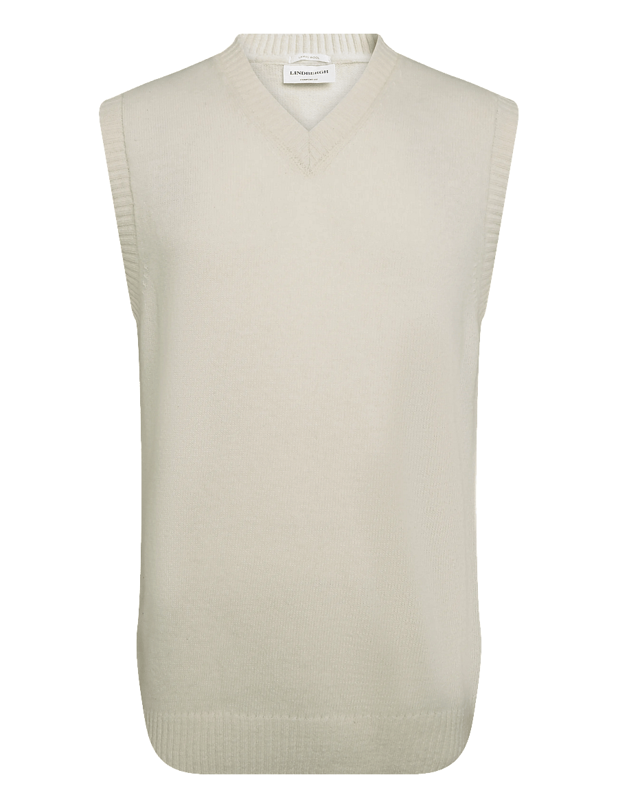 Lindbergh - Lambswool v-neck slipover - kootud vestid - chalk white - 0
