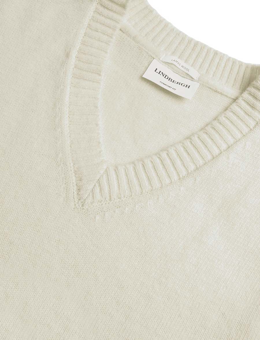 Lindbergh - Lambswool v-neck slipover - kootud vestid - chalk white - 2