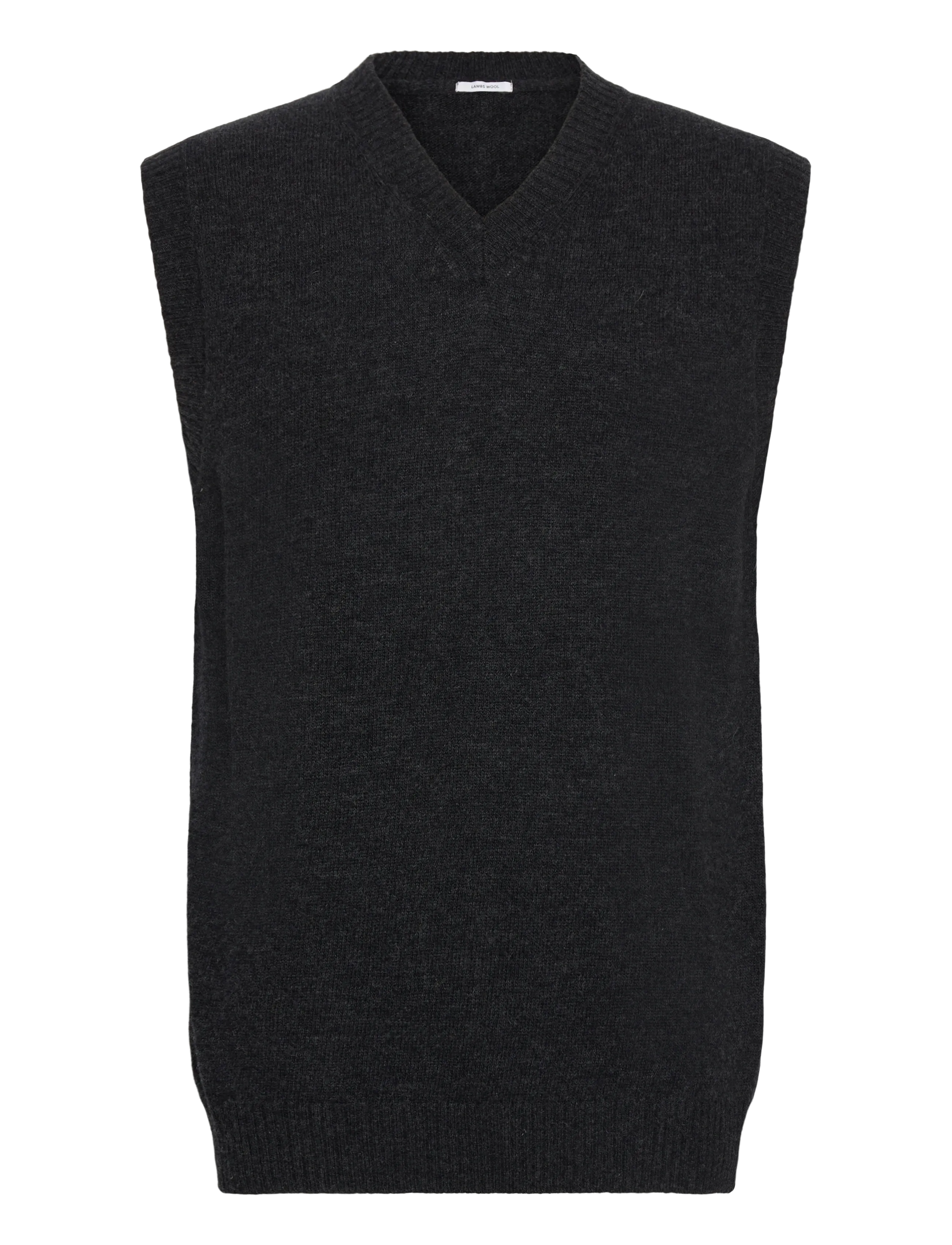 Lambswool v-neck slipover - CHARCOAL MEL