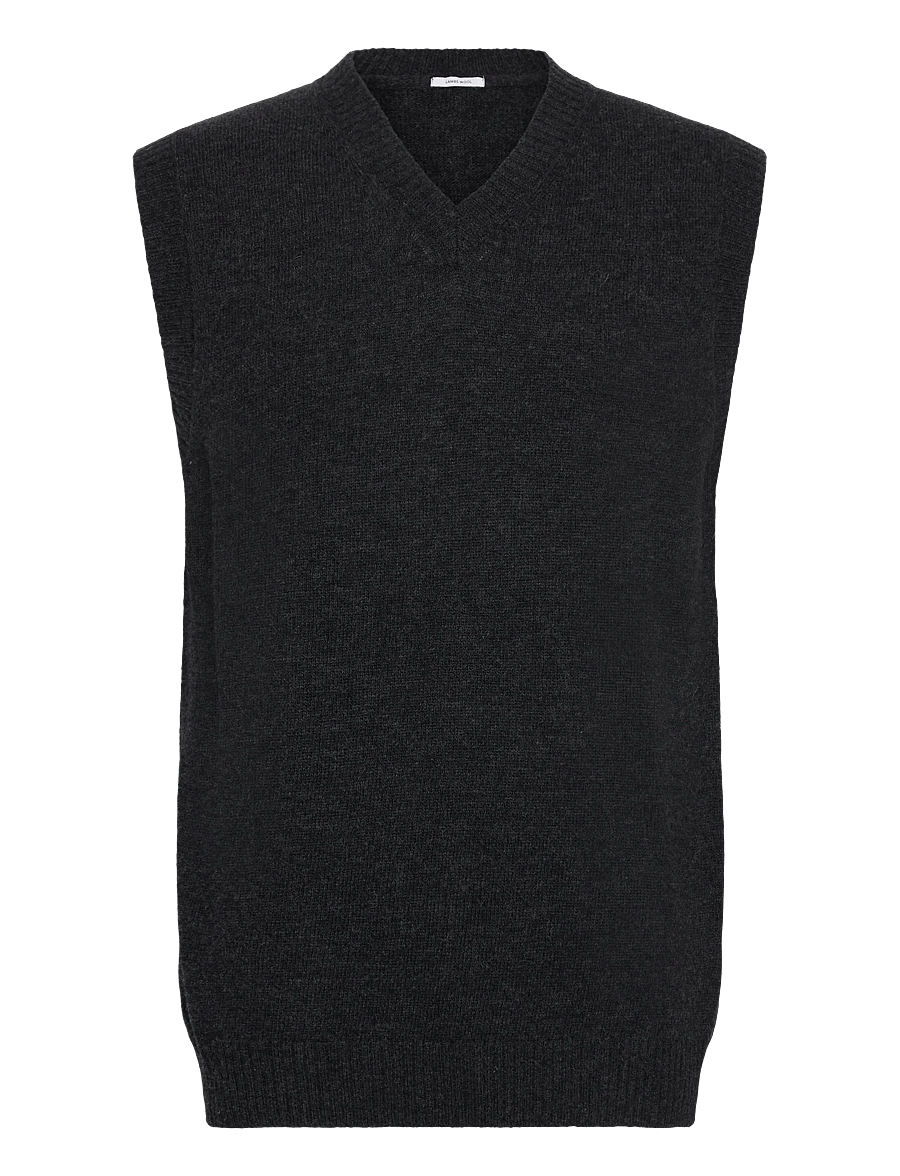 Lindbergh - Lambswool v-neck slipover - knitted vests - charcoal mel - 1