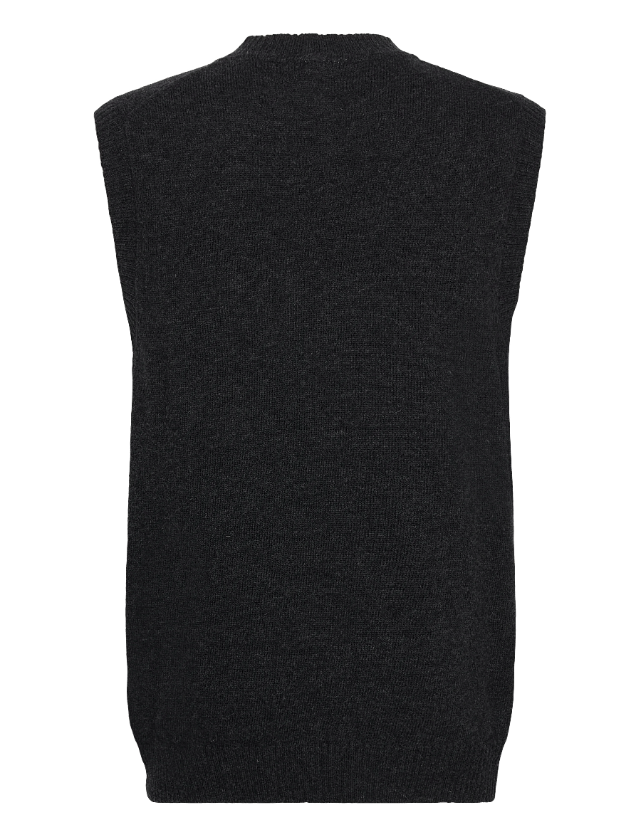 Lindbergh - Lambswool v-neck slipover - knitted vests - charcoal mel - 2