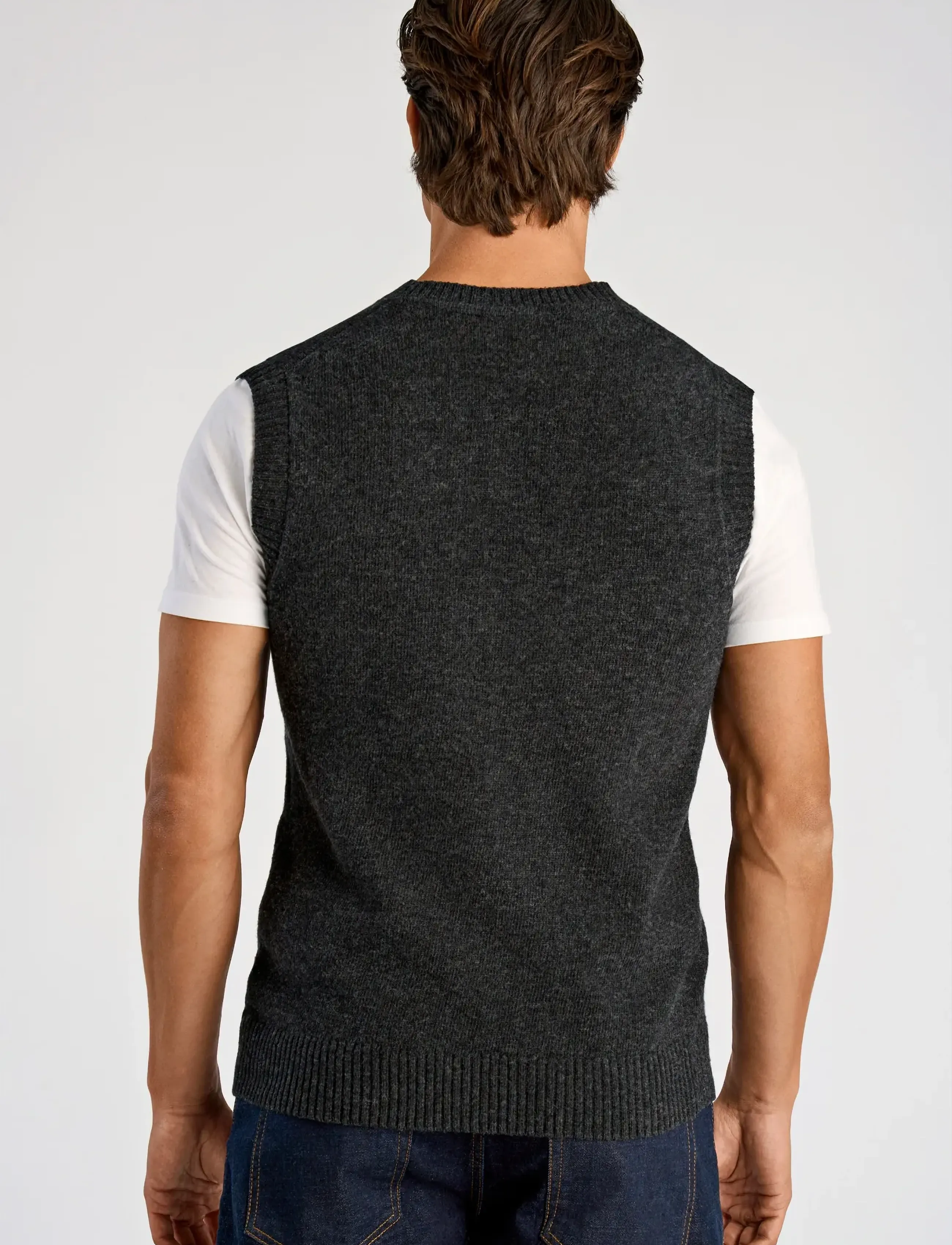 Lindbergh - Lambswool v-neck slipover - strikveste - charcoal mel - 3