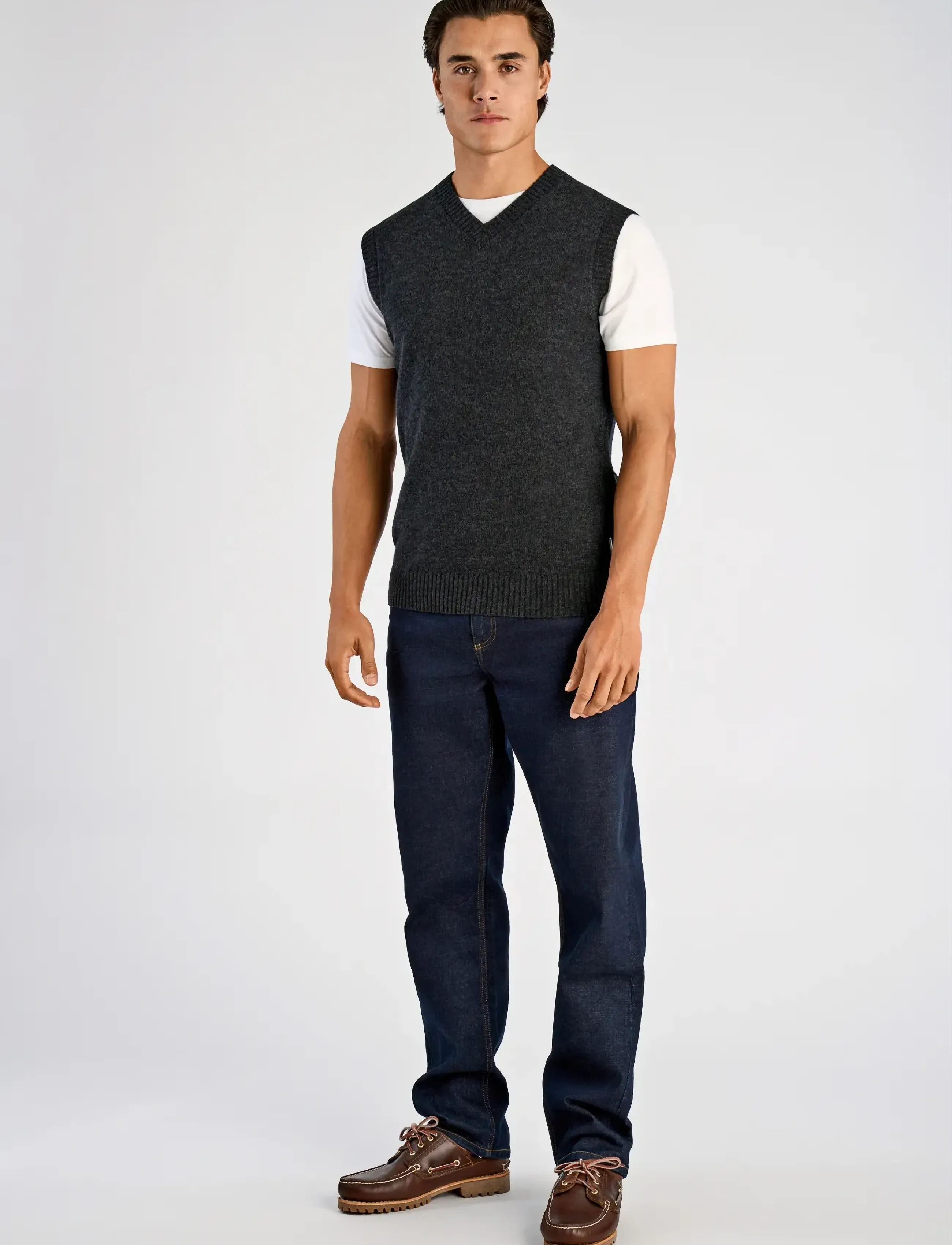 Lindbergh - Lambswool v-neck slipover - strikveste - charcoal mel - 4