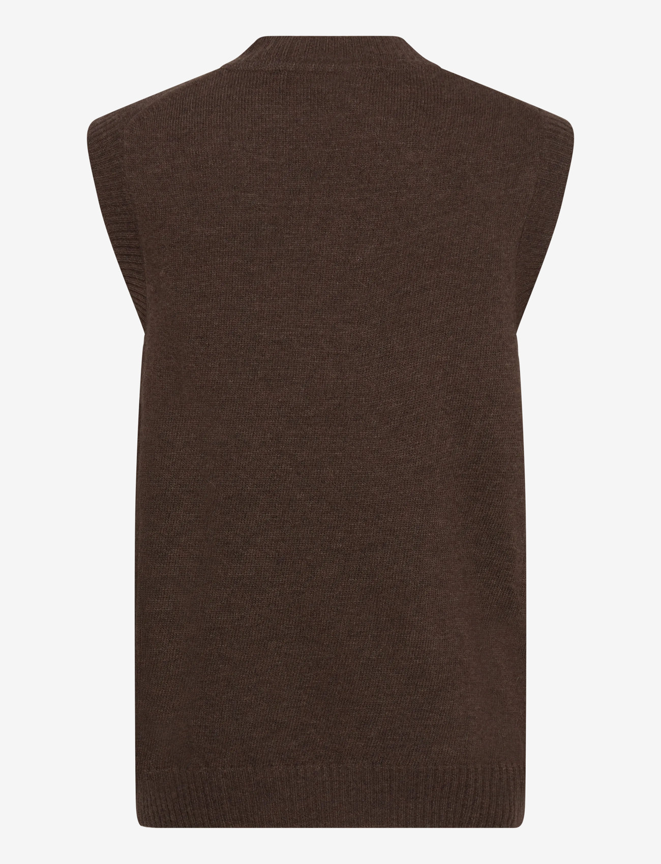 Lindbergh - Lambswool v-neck slipover - stickade västar - dk brown mel - 2