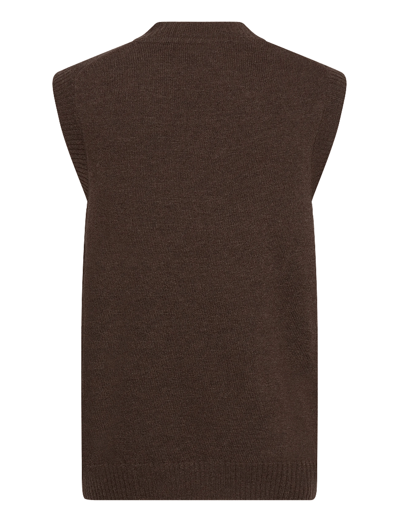Lindbergh - Lambswool v-neck slipover - stickade västar - dk brown mel - 2