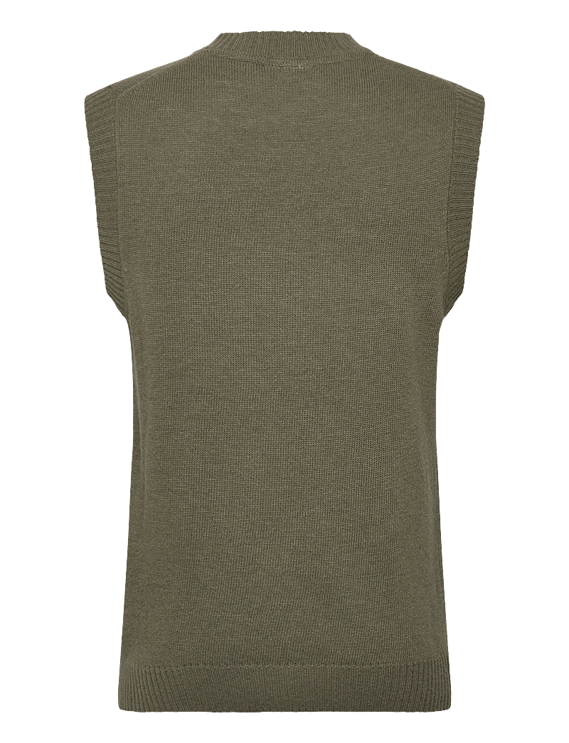Lindbergh - Lambswool v-neck slipover - kootud vestid - dusty army - 2