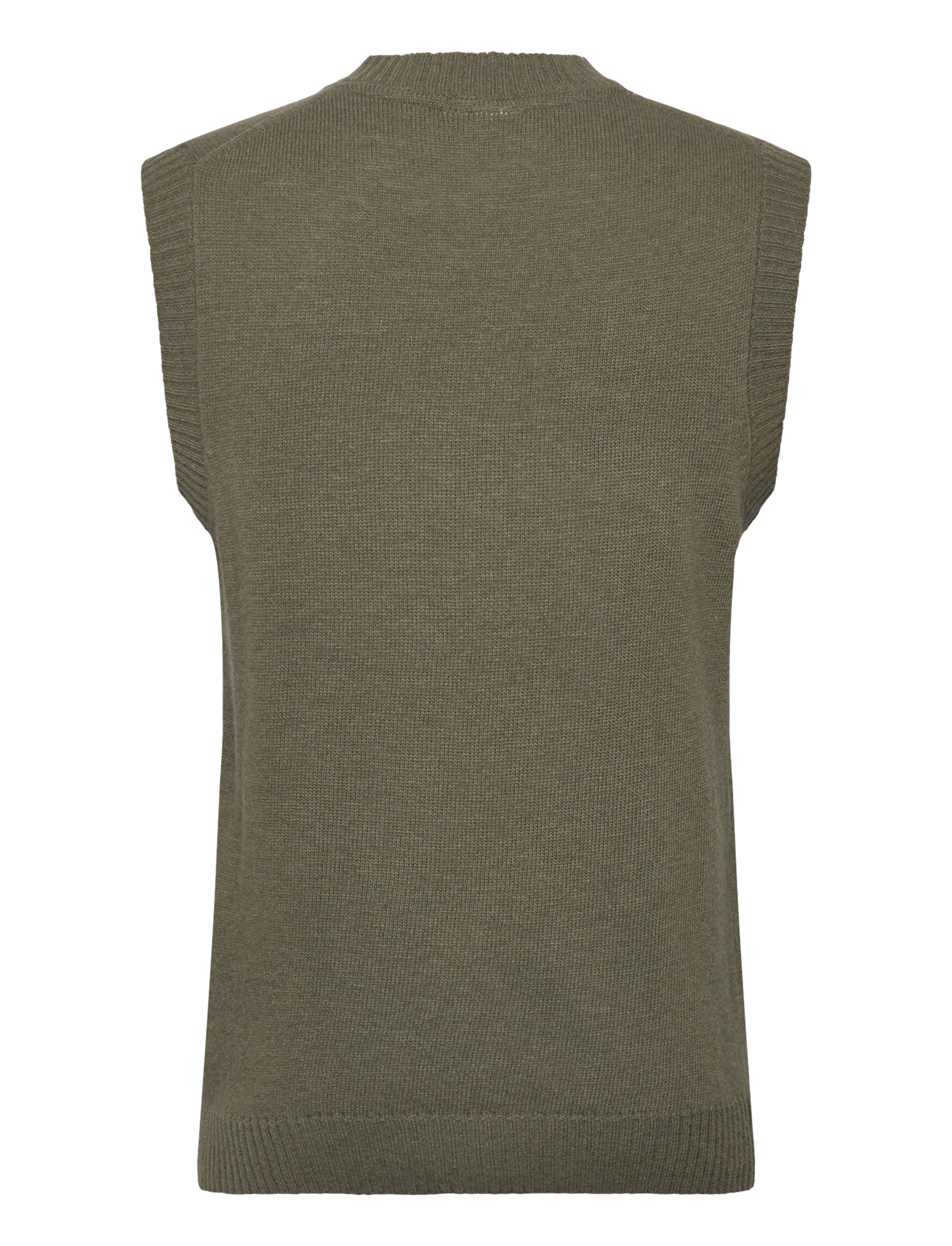 Lindbergh - Lambswool v-neck slipover - knitted vests - dusty army - 2