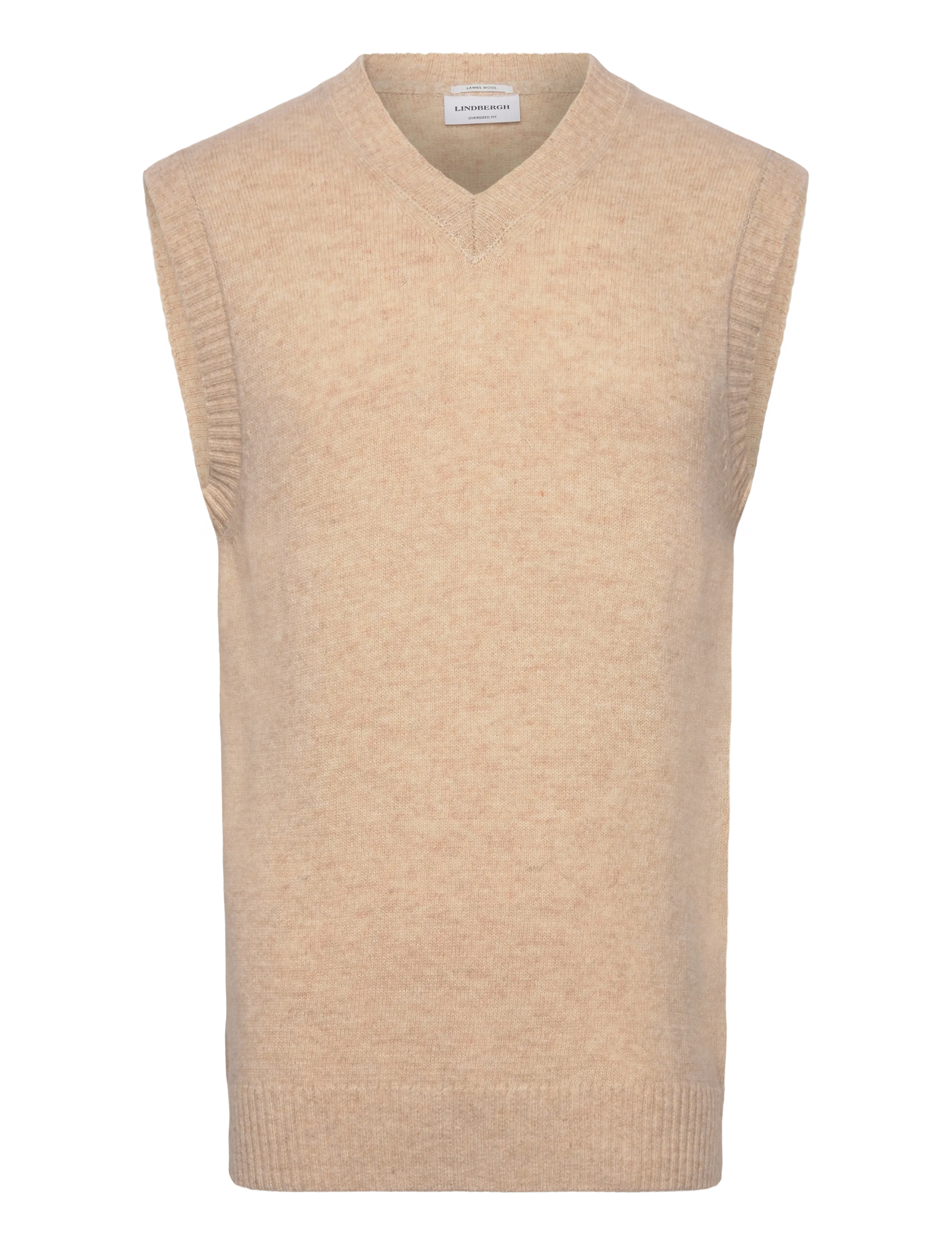 LINDBERGH Lammwolle V-Ausschnitt Slipover Beige - L - Herren