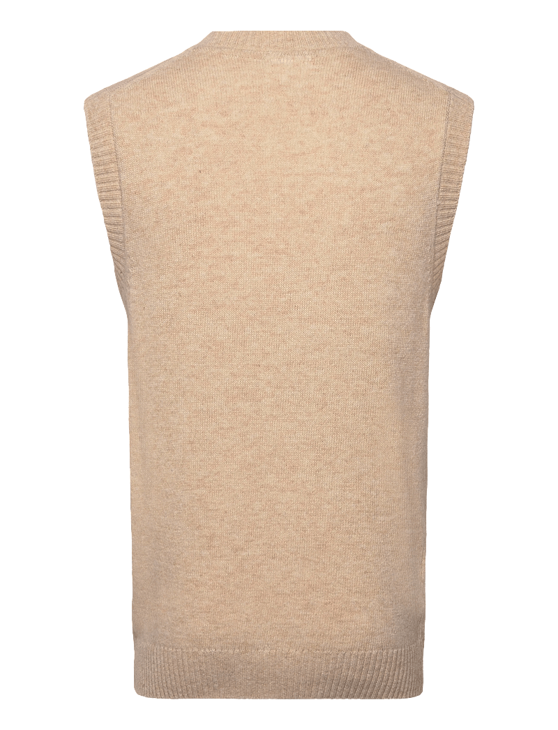 Lindbergh - Lambswool v-neck slipover - knitted vests - lt sand mel - 2