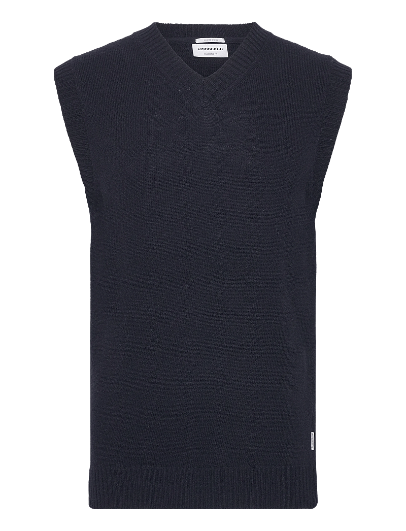 Lindbergh - Lambswool v-neck slipover - adītas vestes - navy - 1