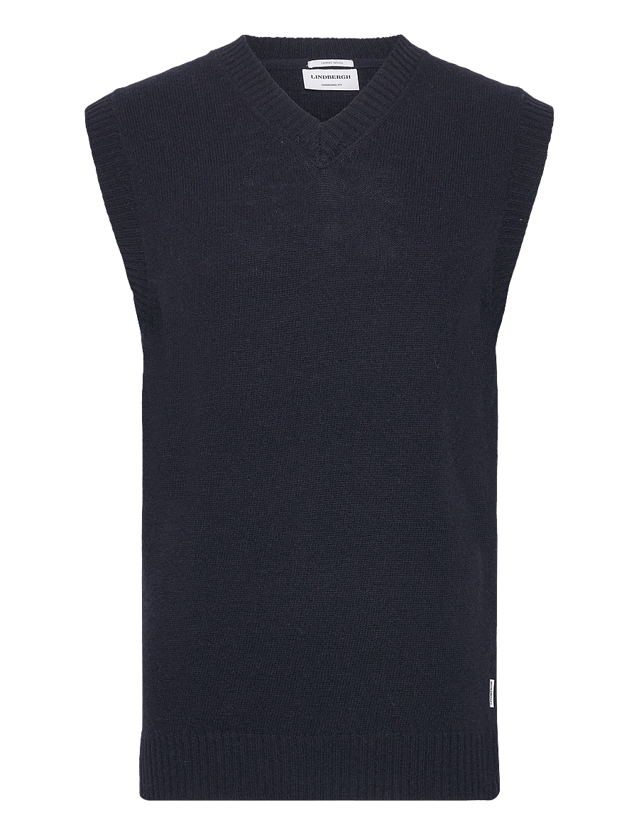 Lindbergh - Lambswool v-neck slipover - gestrickte westen - navy - 1