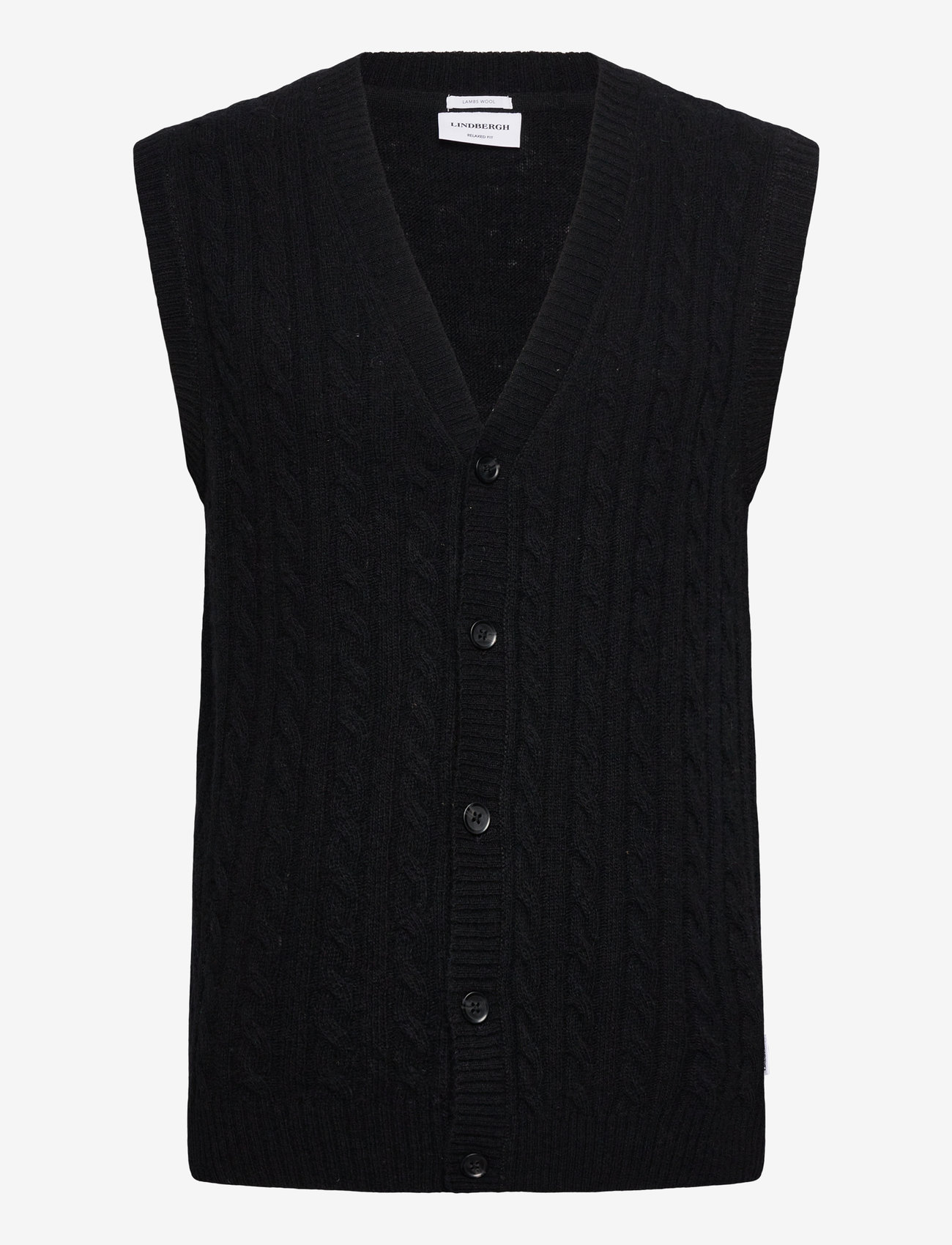 Lindbergh - Lambswool button slipover - cardigans - black - 0