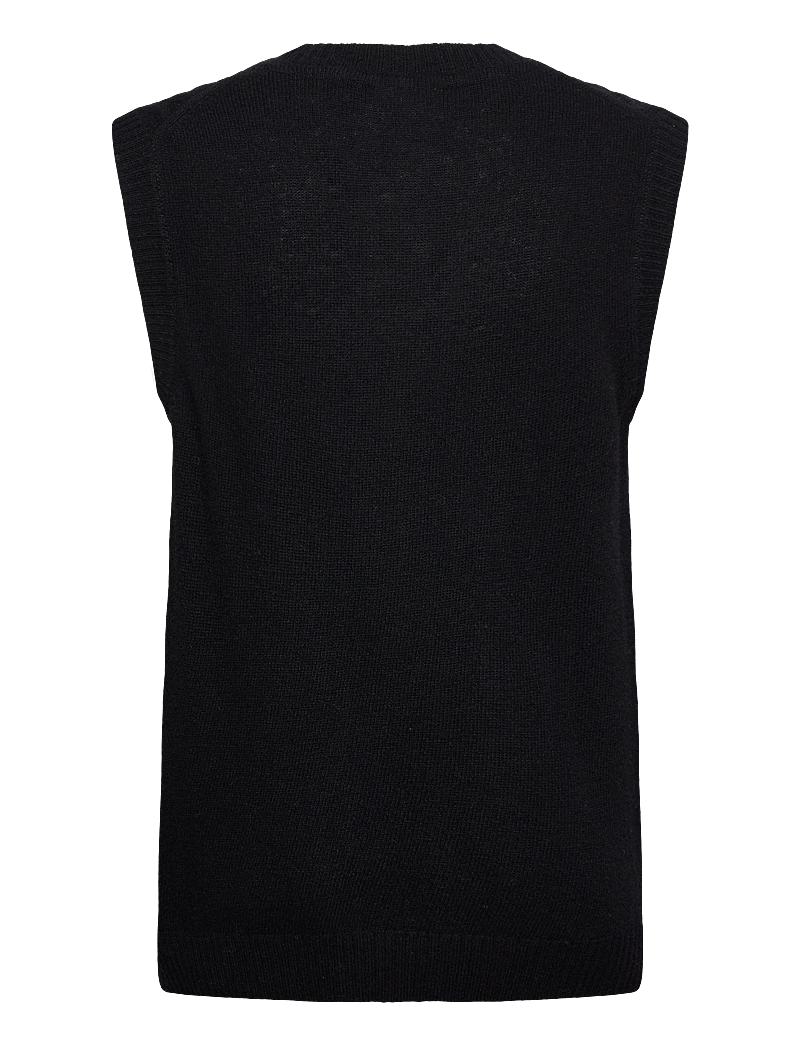 Lindbergh - Lambswool button slipover - cardigans - black - 1