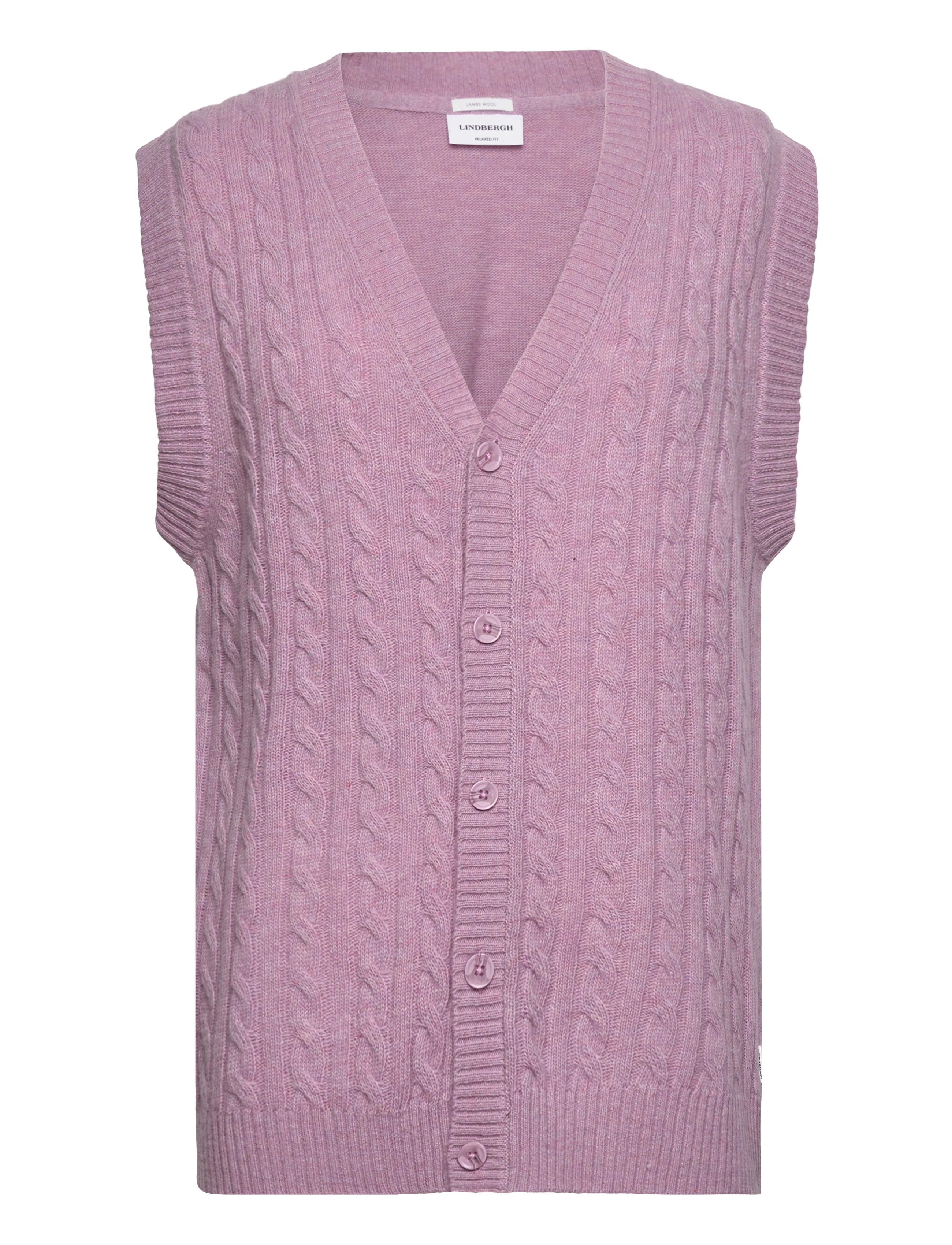 LINDBERGH Lammwolle Button Slipover Pink - L - Herren