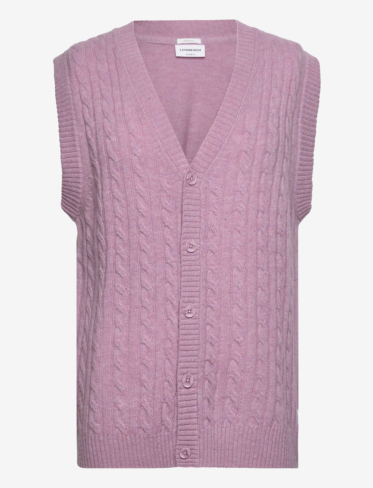 Lindbergh - Lambswool button slipover - koftor - lavender mel - 0