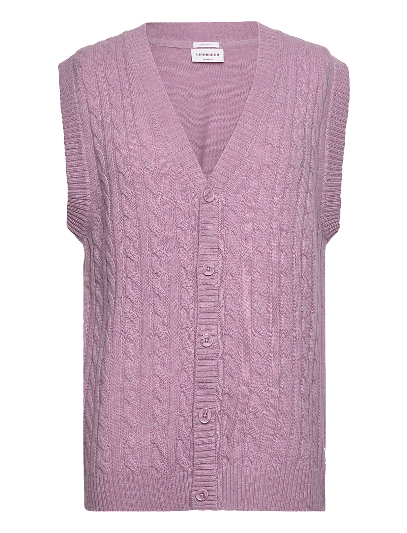 Lindbergh - Lambswool button slipover - koftor - lavender mel - 0