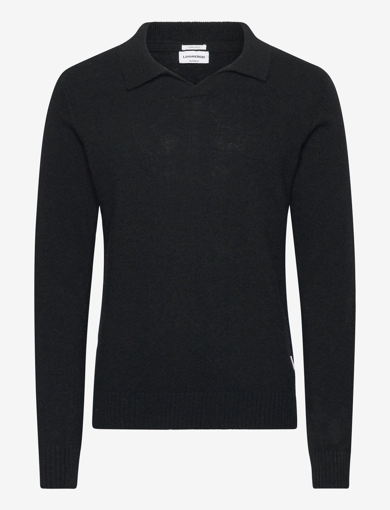 Lindbergh - Lambswool L/S v-neck polo - polostrik - black - 1