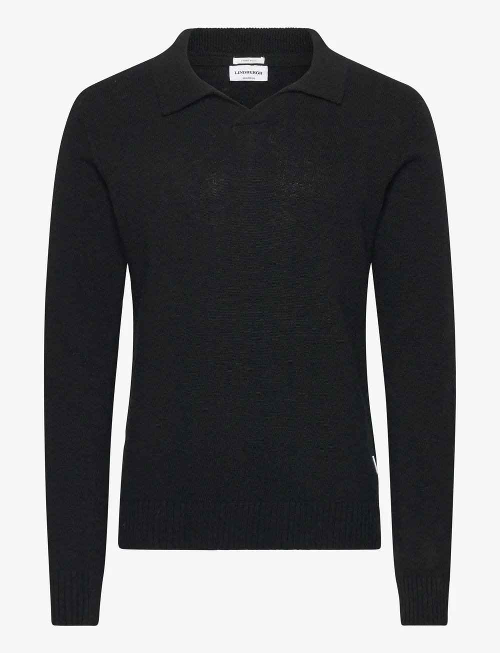 Lindbergh - Lambswool L/S v-neck polo - polostrik - black - 1