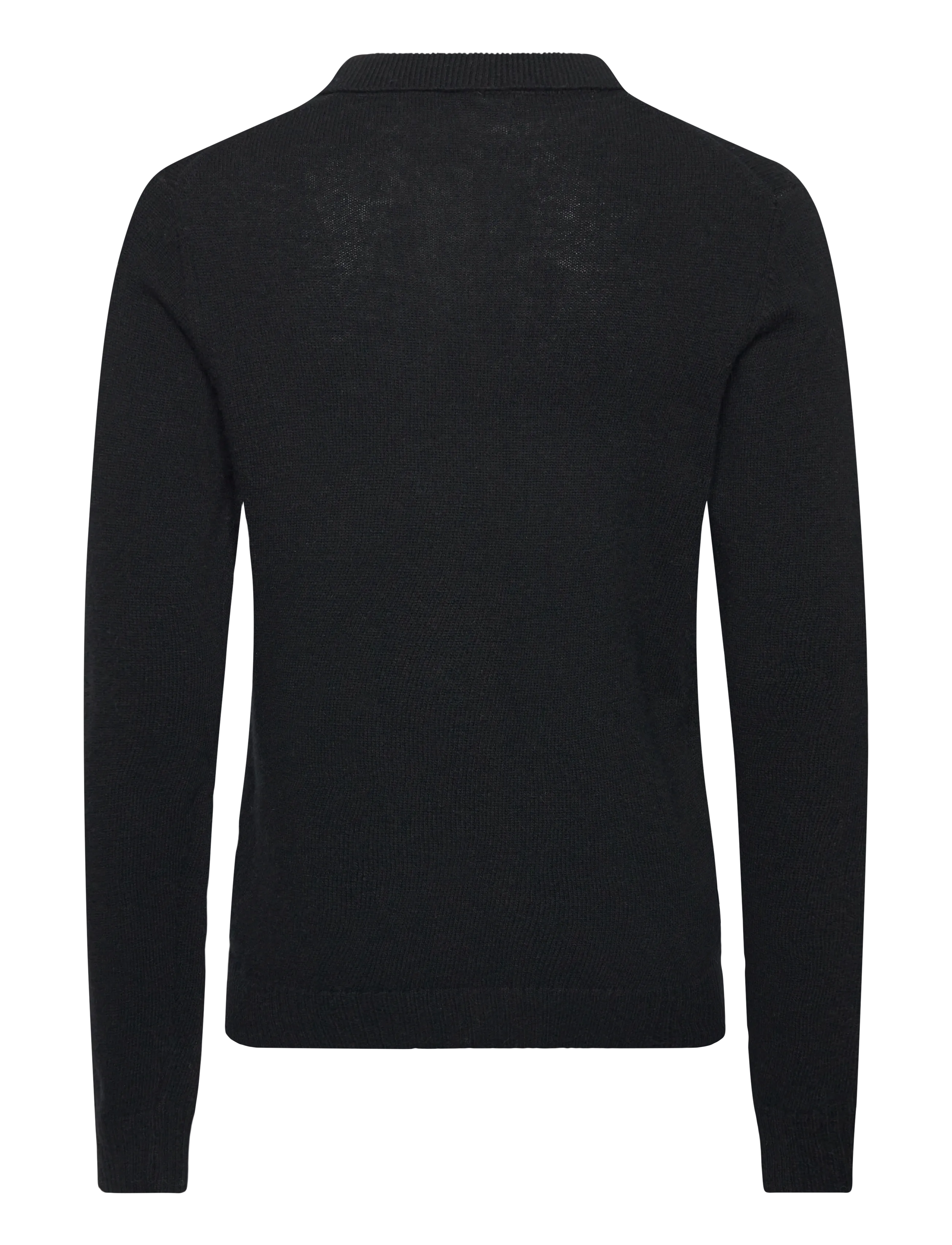 Lindbergh - Lambswool L/S v-neck polo - langärmelige strick-polohemden - black - 2