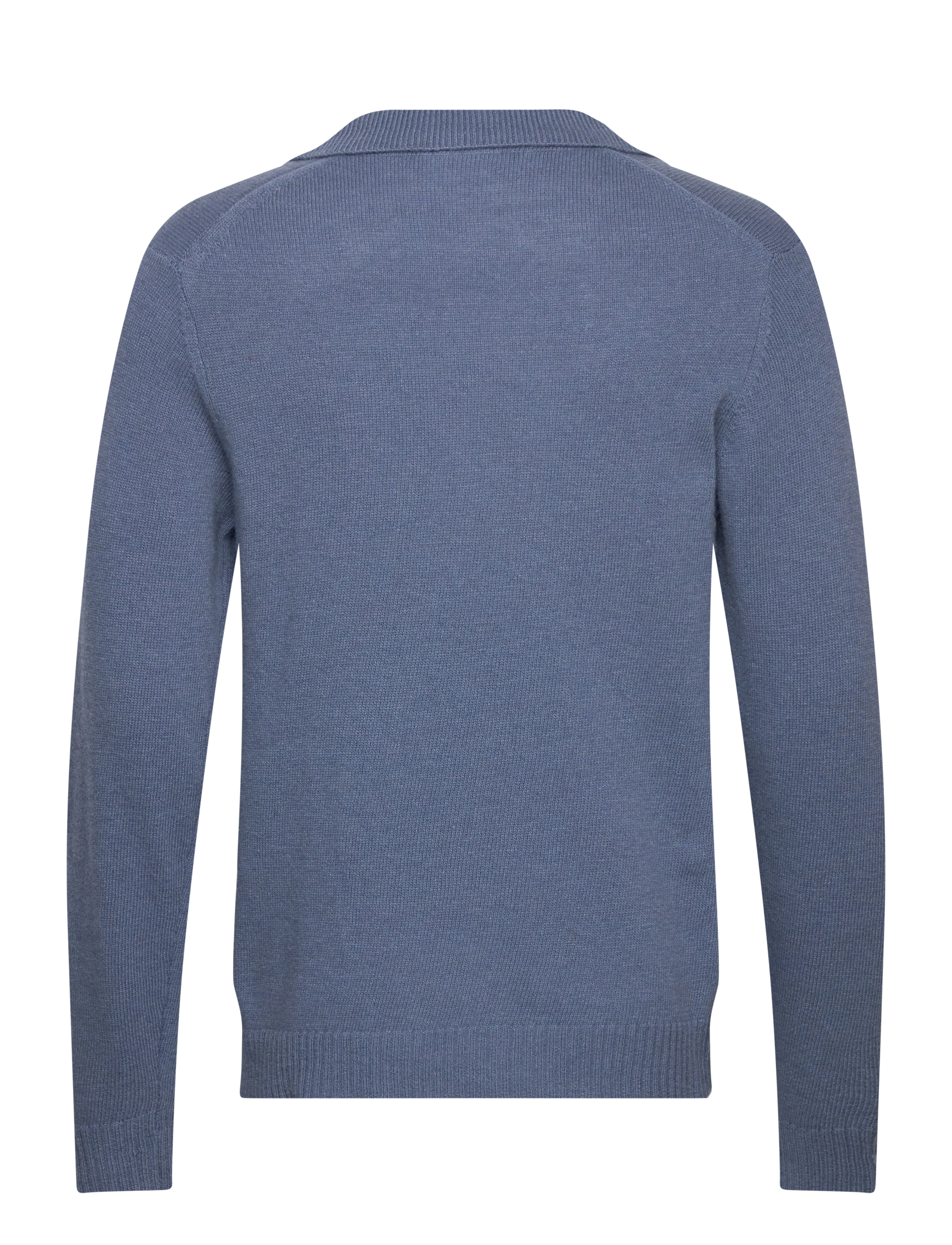 Lindbergh - Lambswool L/S v-neck polo - poloer i strik med lange ærmer - blue ice mel - 1