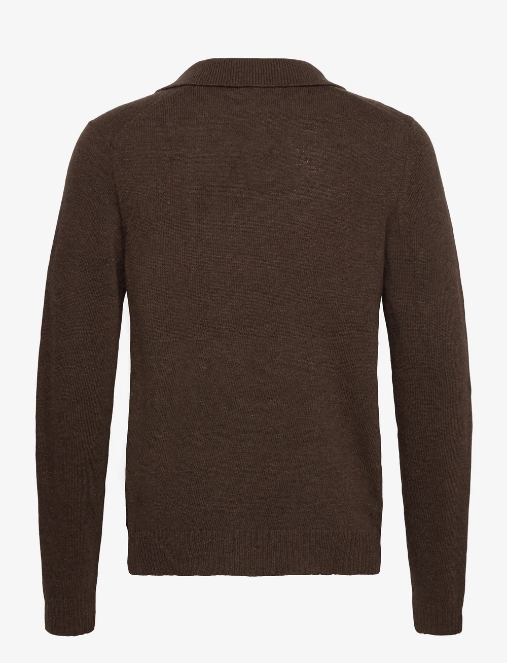 Lindbergh - Lambswool L/S v-neck polo - polostrik - dk brown mel - 1