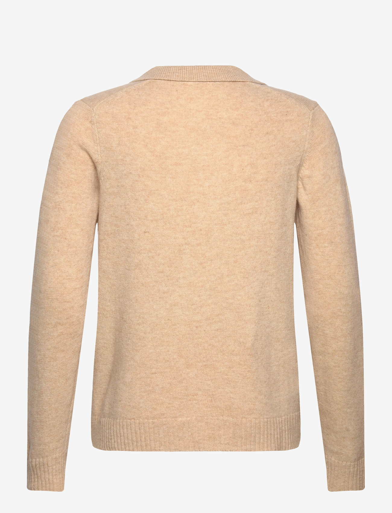 Lindbergh - Lambswool L/S v-neck polo - polostrik - lt sand mel - 1