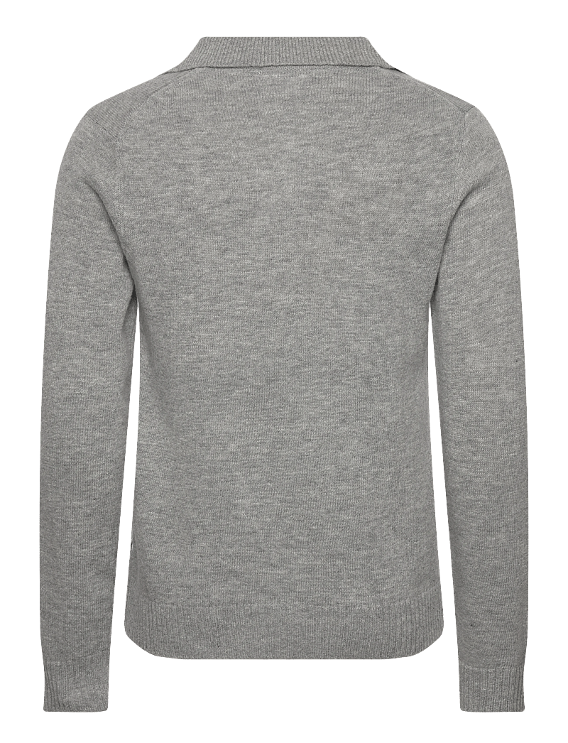 Lindbergh - Lambswool L/S v-neck polo - polostrik - mid grey mel - 2