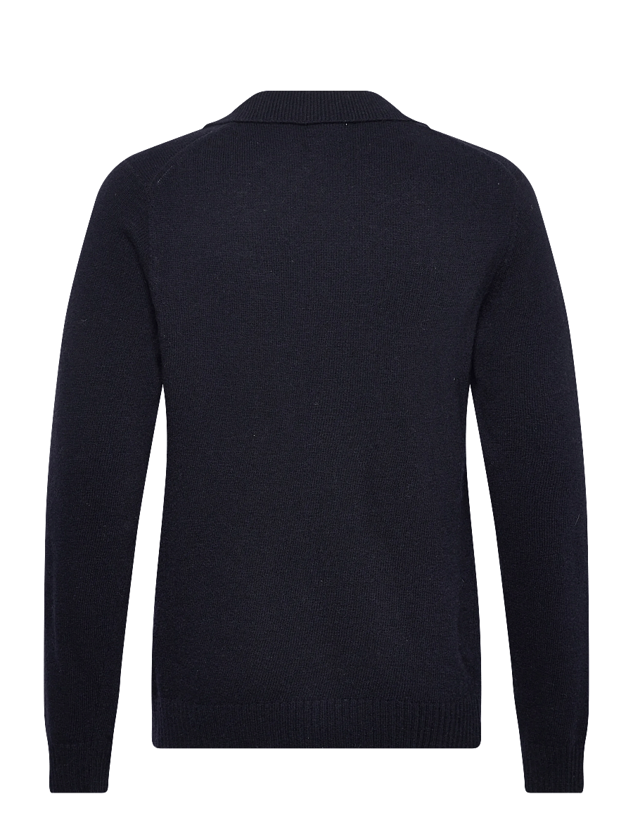 Lindbergh - Lambswool L/S v-neck polo - trikotažiniai polo marškinėliai ilgomis rankovėmis - navy - 1