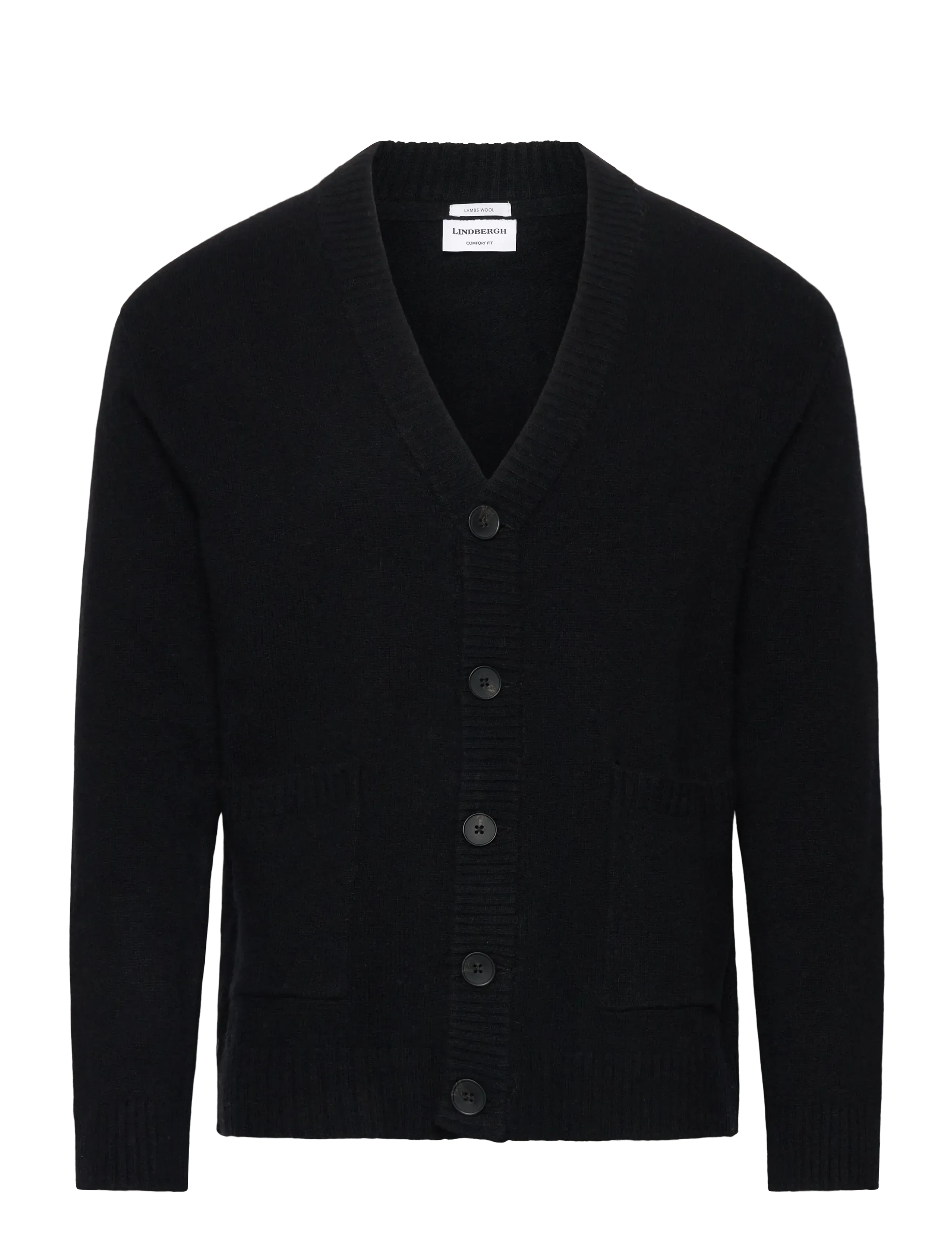 LINDBERGH Lammwolle Button Cardigan Schwarz - XL - Herren