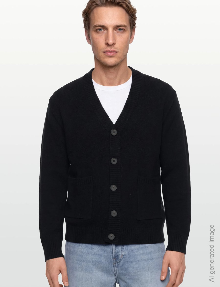 Lindbergh - Lambswool button cardigan - kardiganid - black - 3