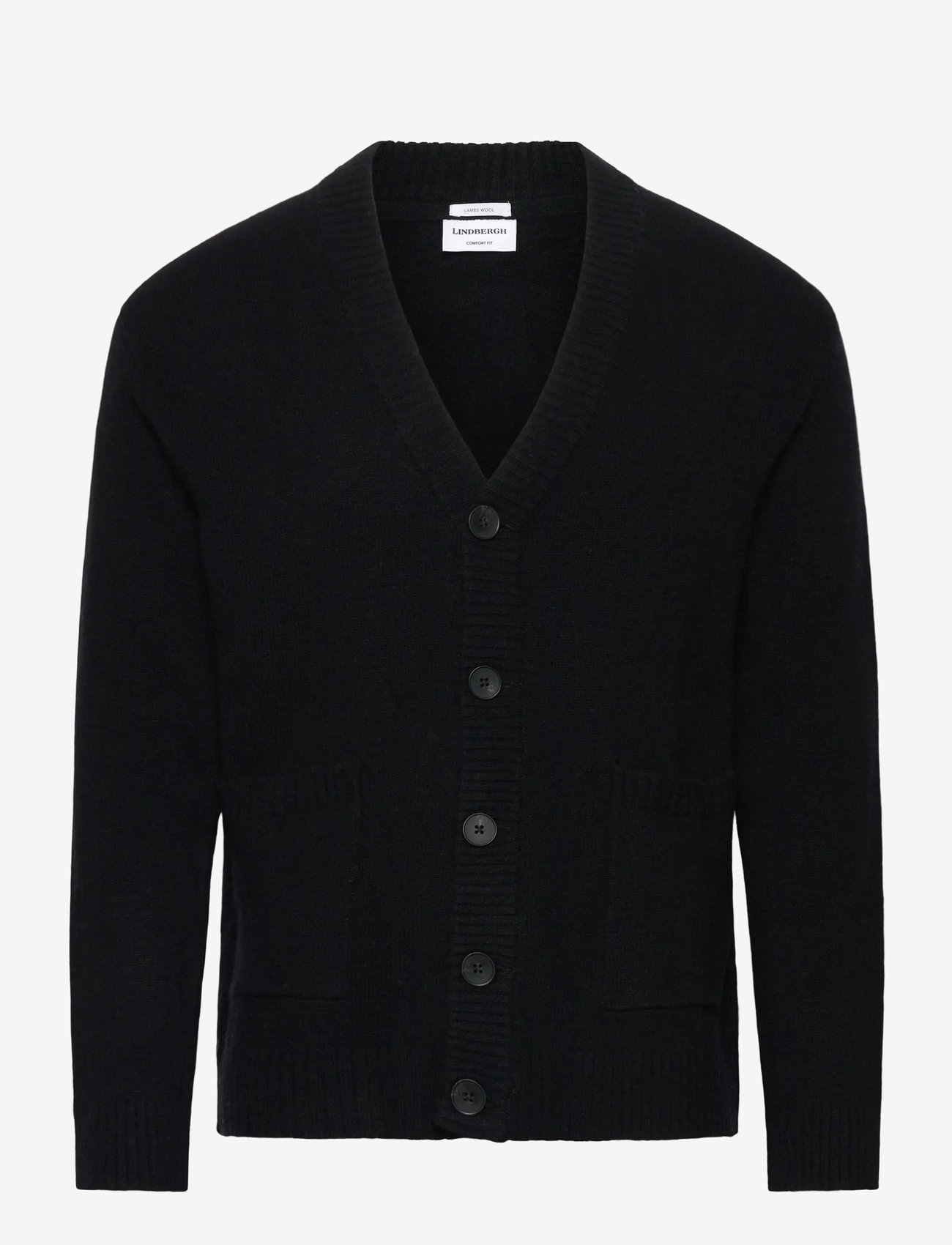 Lindbergh - Lambswool  button cardigan - cardigans - black - 0