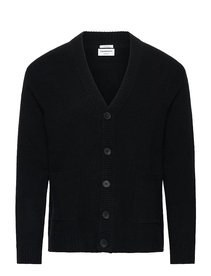 Lindbergh - Lambswool button cardigan - cardigans - black - 0